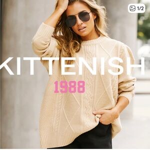 Kittenish Cozy Cable Knit Sweater - Cream